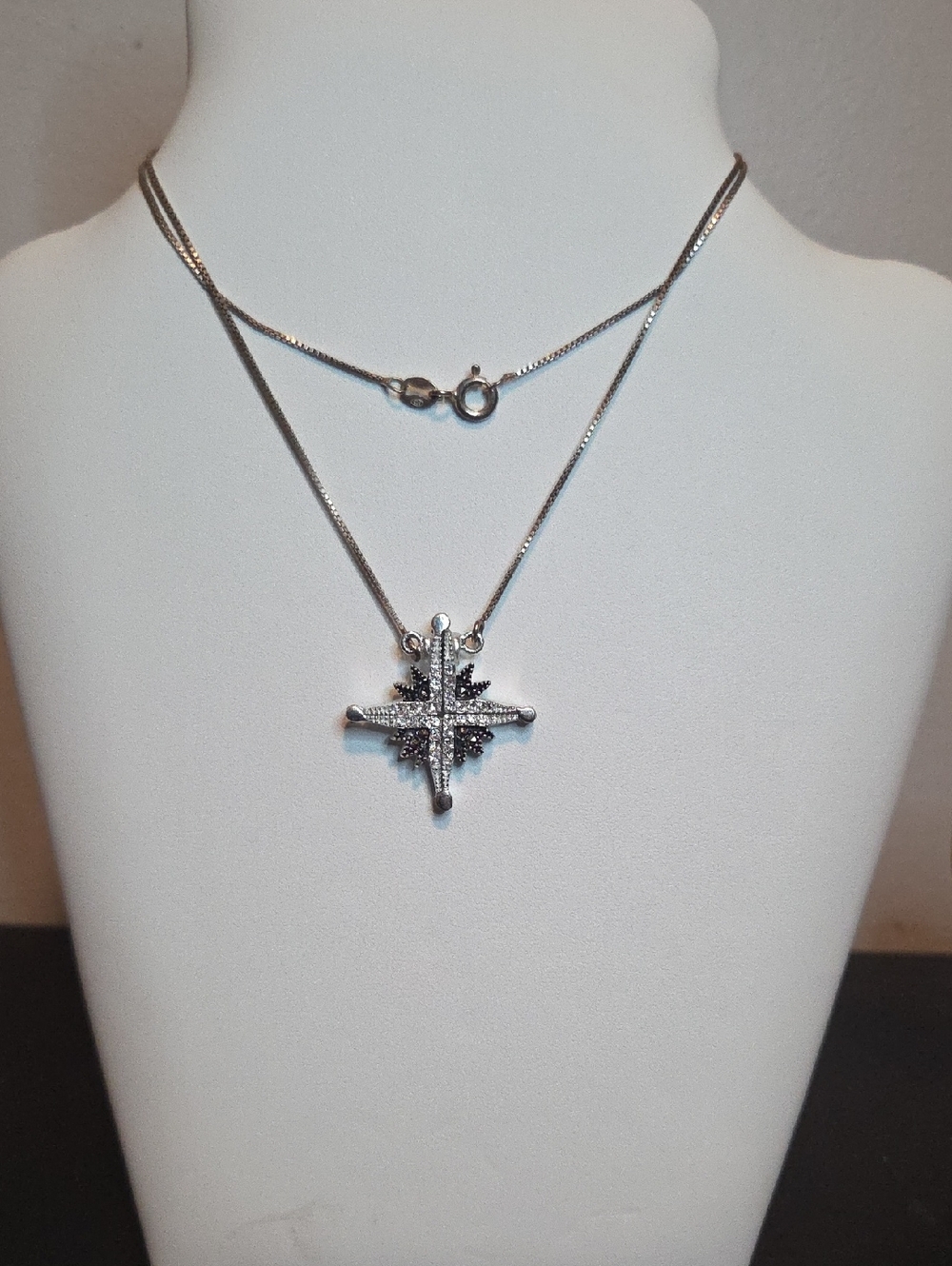 Convertible Sterling Silver Starburst Pendant Necklace - Silver
